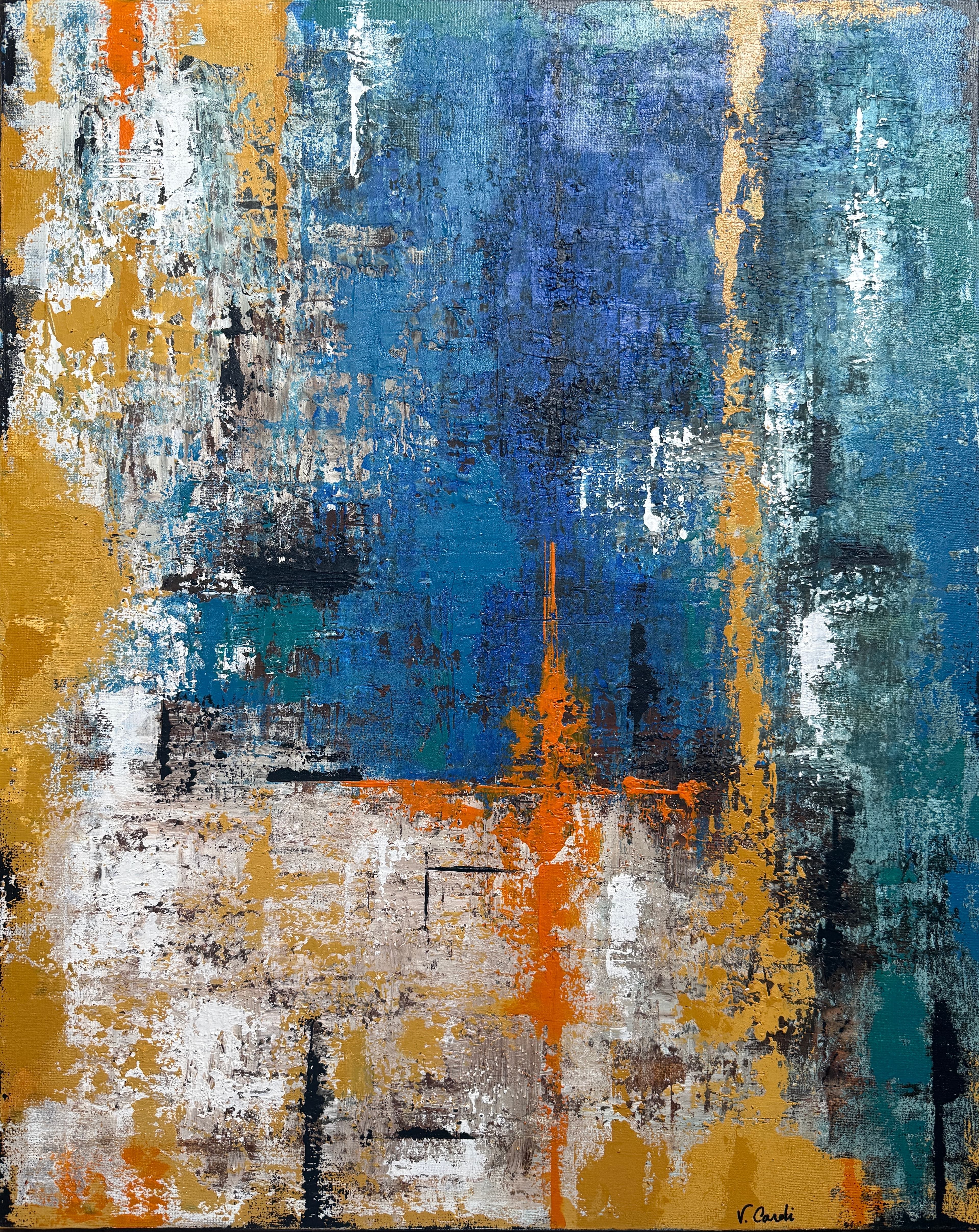 Wave — Acrylic media on canvas, 24 × 30 × 1.6 in, by Vanessa Caroli