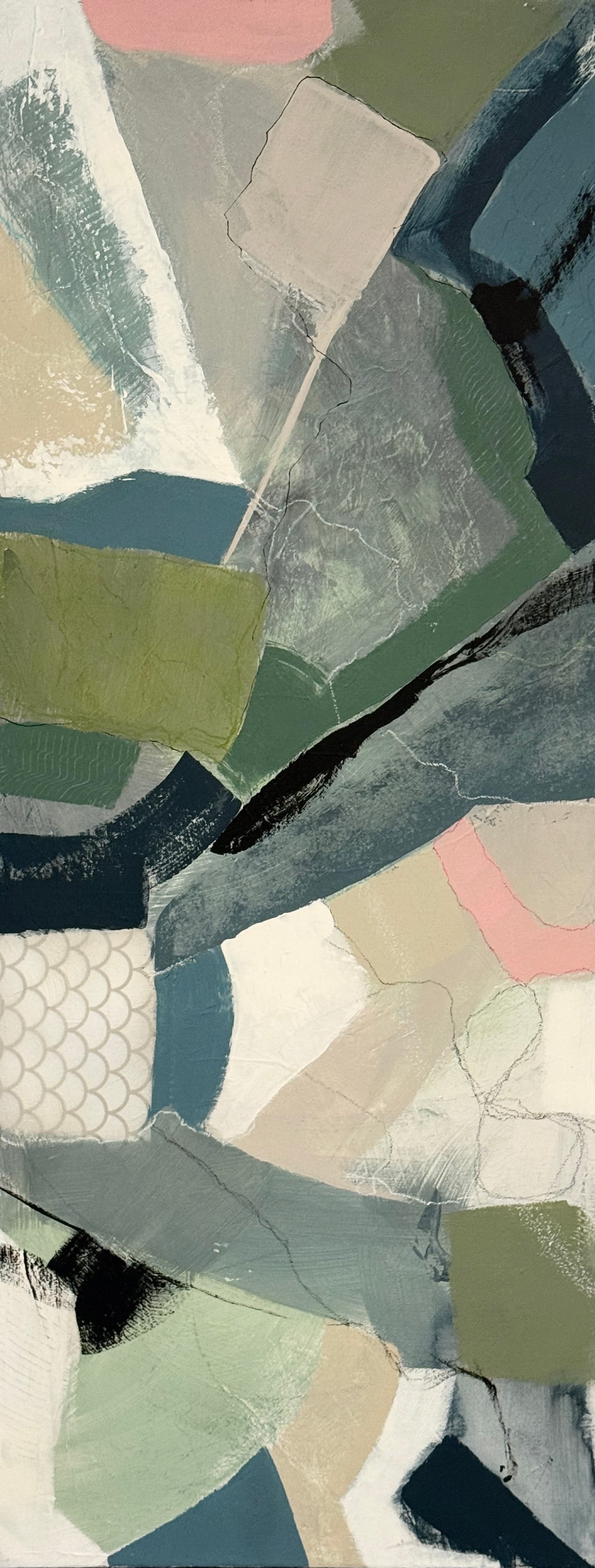 Change your mind — Acrylic media on canvas, 16 × 40 × 0.8 in, by Vanessa Caroli