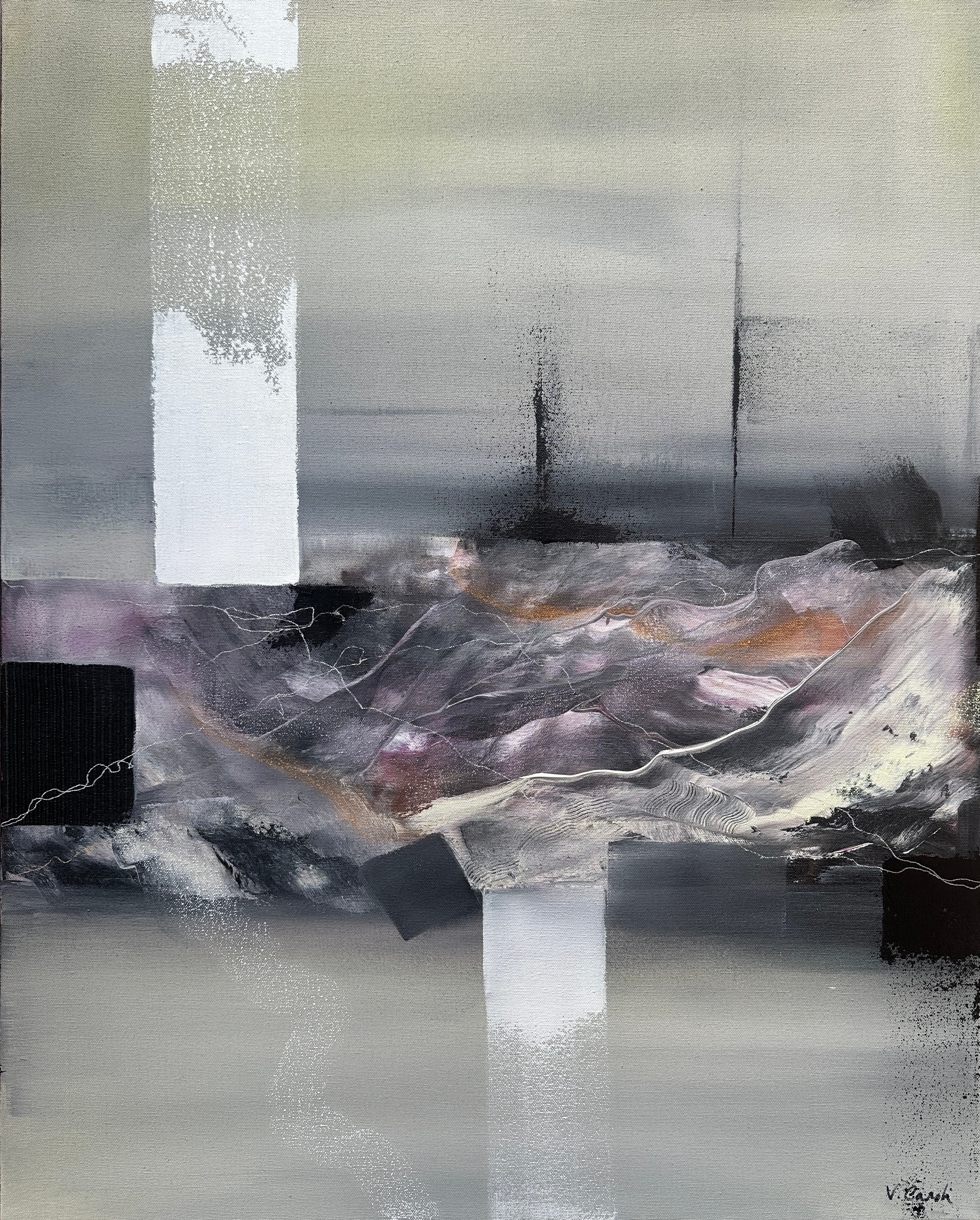 Whispers of Calm — Acrylic media on canvas, 24 × 30 × 1.6 in, by Vanessa Caroli