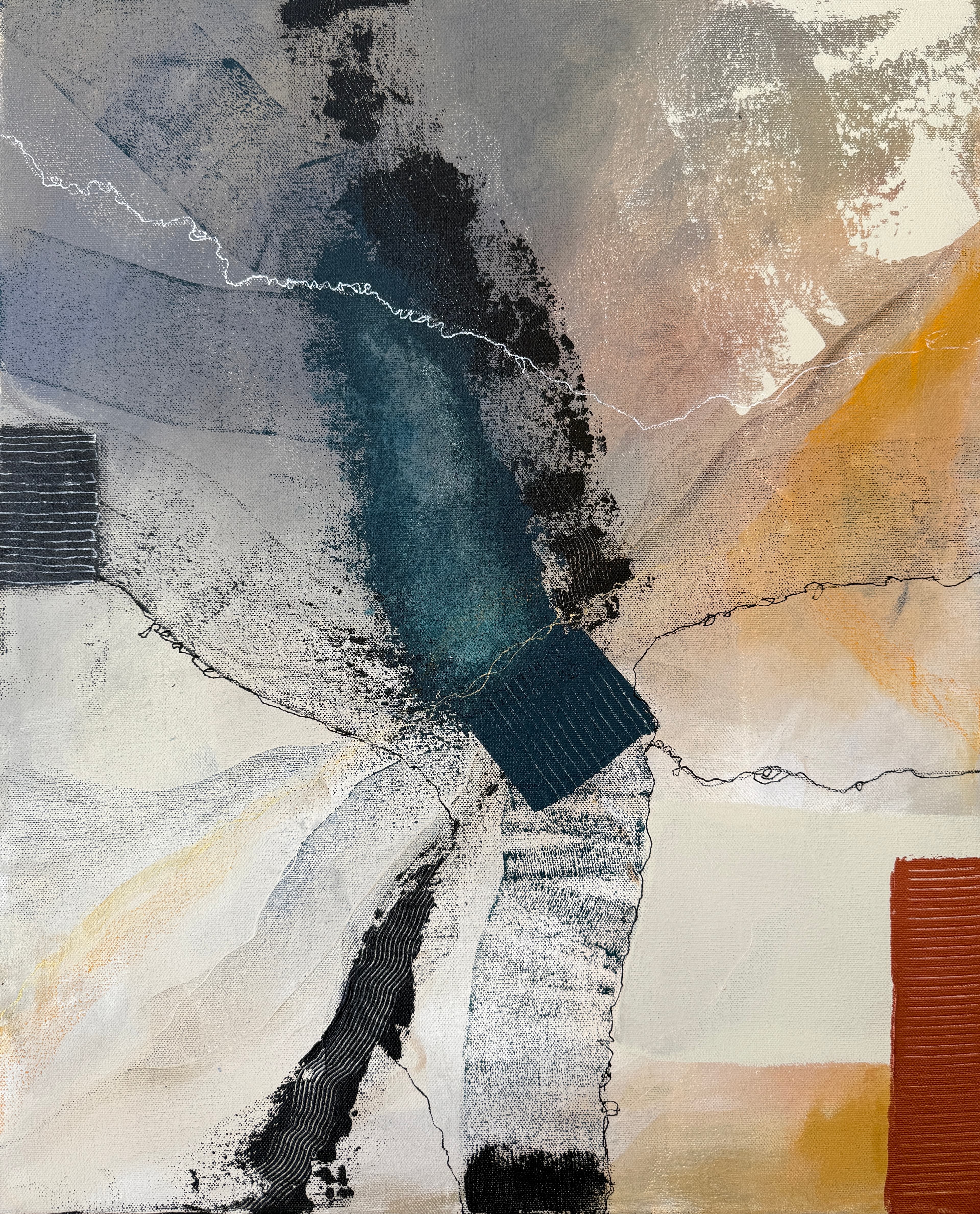 Sinking in Silence — Acrylic media on canvas, 18 × 22 × 0.8 in, by Vanessa Caroli