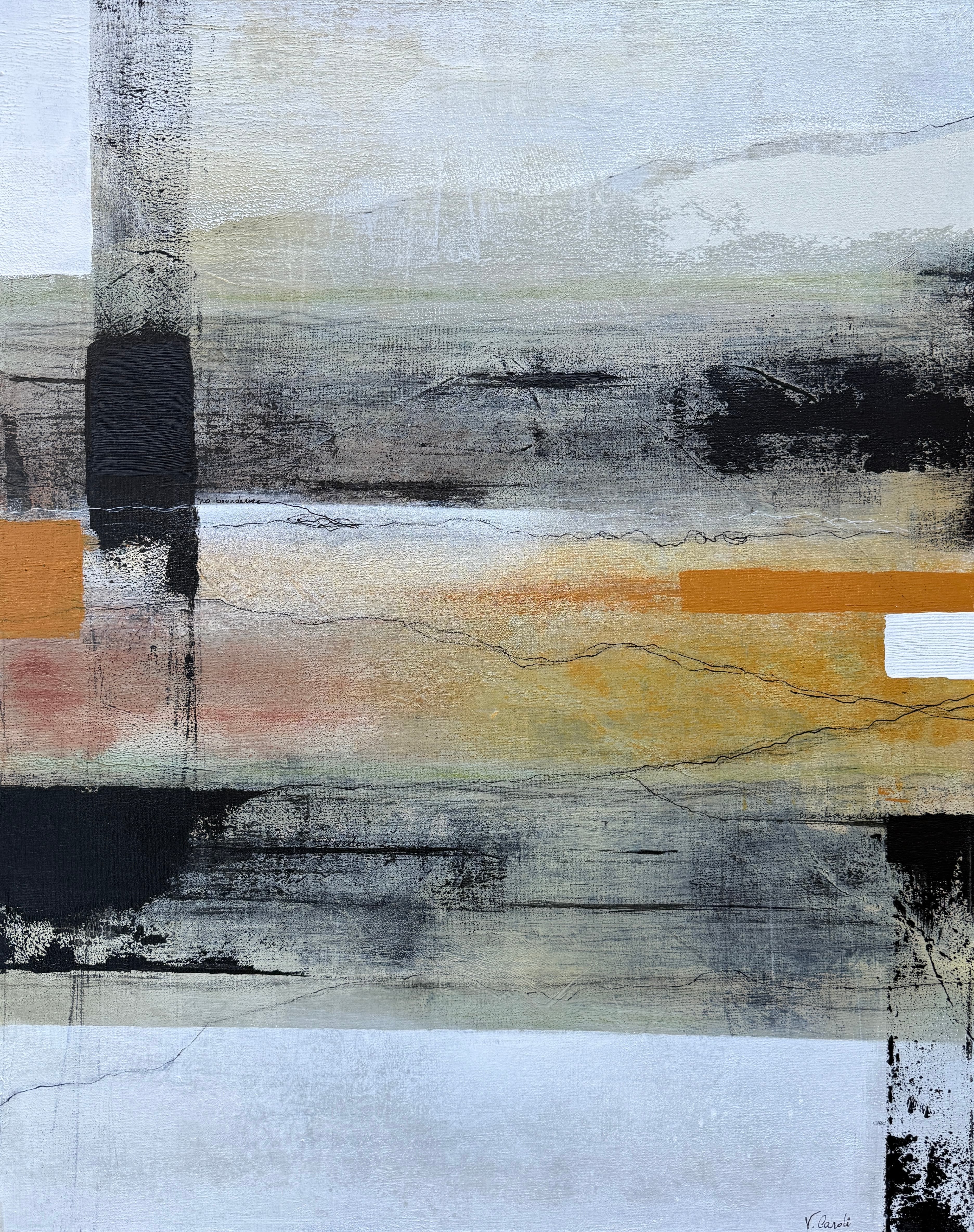 No Boundaries — Acrylic media on canvas, 24 × 30 × 1.6 in, by Vanessa Caroli