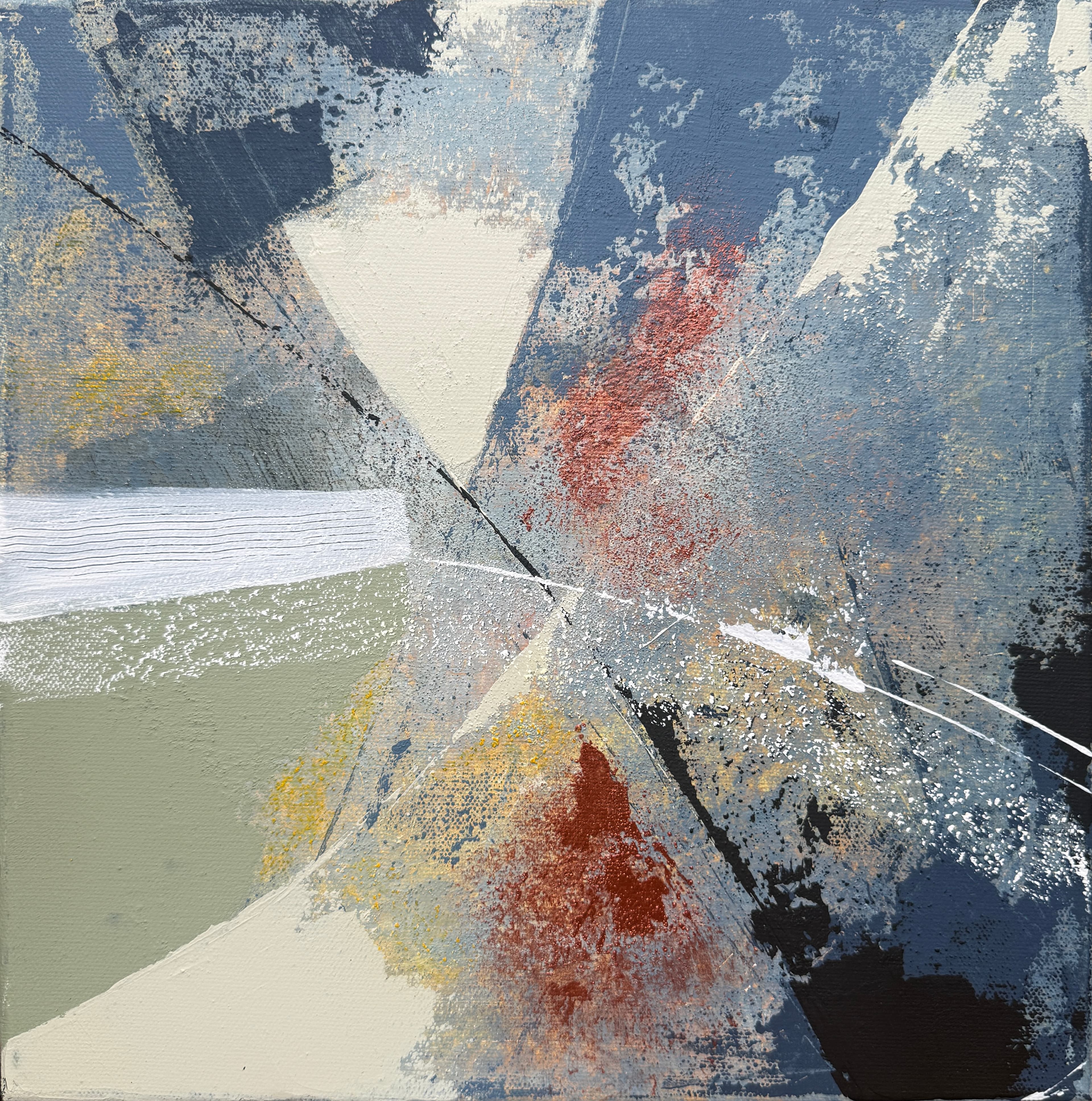 Crossing Paths I — Acrylic media on canvas, 12 × 12 × 1.6 in, by Vanessa Caroli