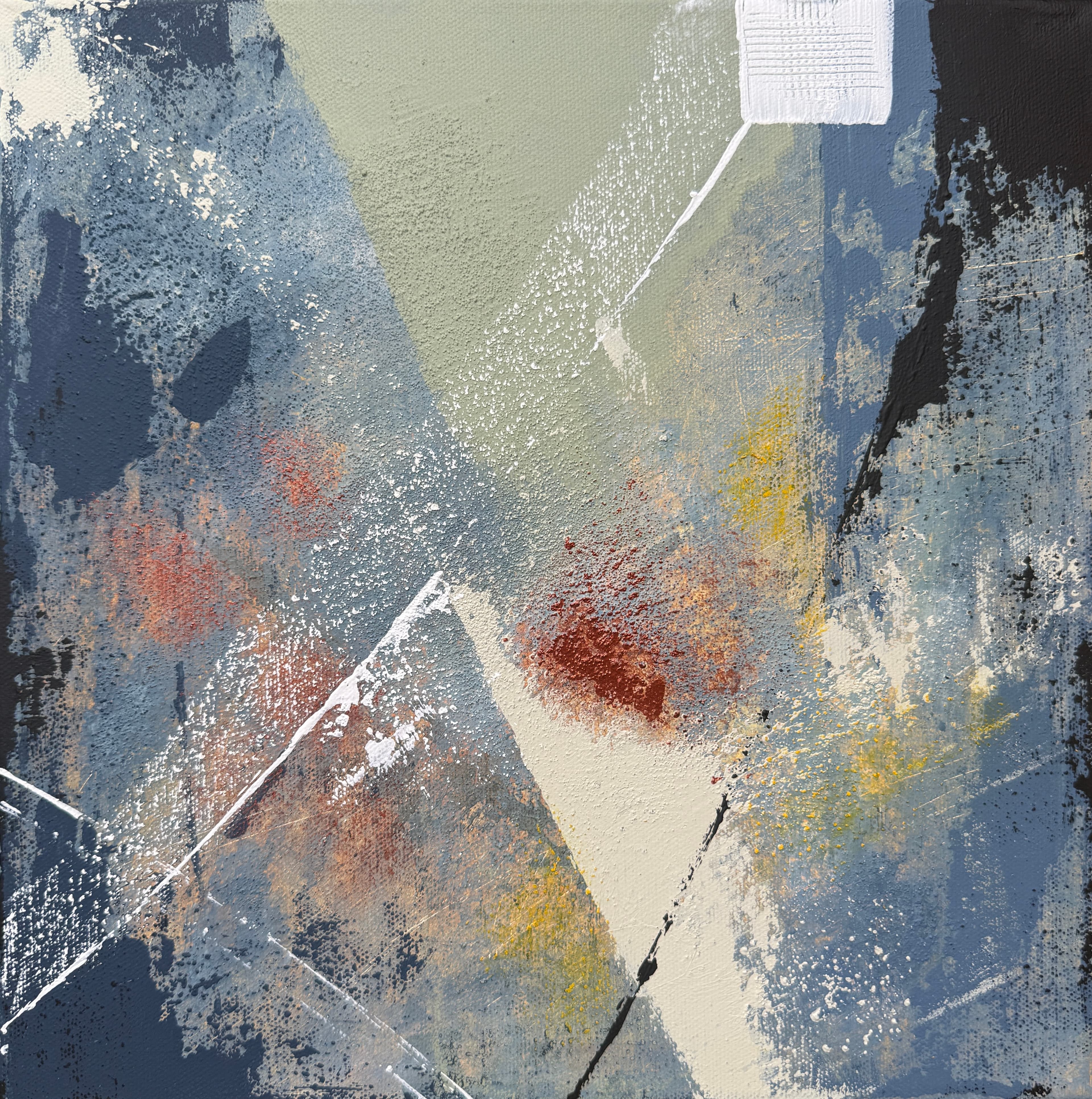 Crossing Paths II — Acrylic media on canvas, 12 × 12 × 1.6 in, by Vanessa Caroli
